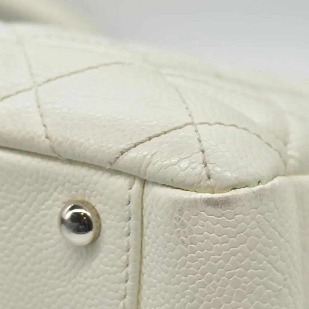 $3500 Chanel Caviar Quilted XL Grand Shopping Tote GST White